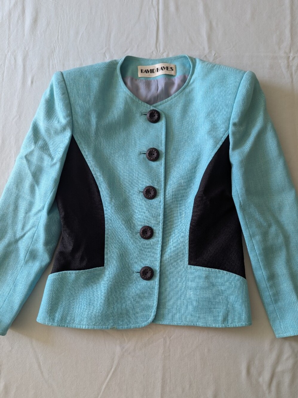 Vintage David Hayes Teal And Black Blazer
